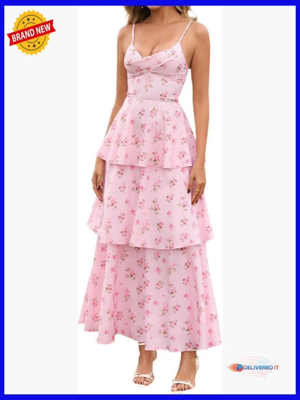 Women's Floral Maxi Dress Backless Tiered Ruffle Formal Summer Sundress